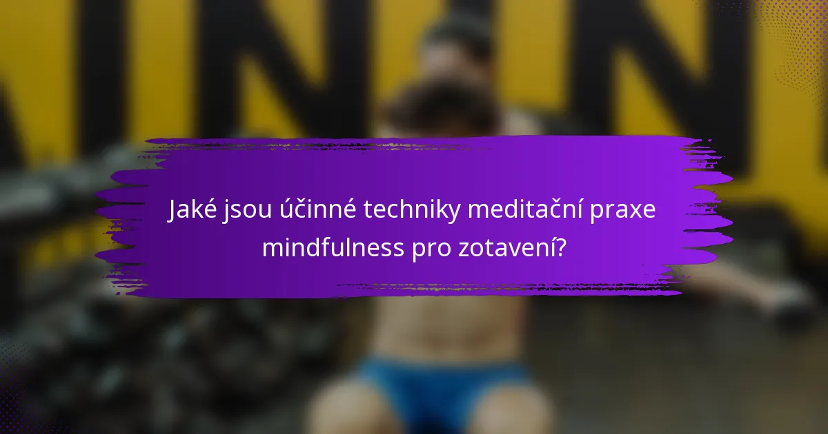 Jaké jsou účinné techniky meditační praxe mindfulness pro zotavení?